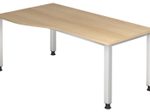 HAMMERBACHER VQS82/E/S höhenverstellbarer Schreibtisch 68,5 - 81 cm eiche / silber