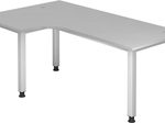 HAMMERBACHER VQS82/5/S höhenverstellbarer Schreibtisch 68,5 - 81 cm lichtgrau / silber
