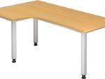 HAMMERBACHER VQS82/6/S höhenverstellbarer Schreibtisch 68,5 - 81 cm buche / silber