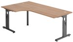 HAMMERBACHER VOS82/N/G höhenverstellbarer Schreibtisch 65 - 85 cm nussbaum / grafit