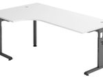 HAMMERBACHER VOS82/W/G höhenverstellbarer Schreibtisch 65 - 85 cm weiß / grafit