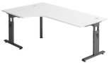 HAMMERBACHER VOS82/W/G höhenverstellbarer Schreibtisch 65 - 85 cm weiß / grafit