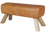 WOHNLING WL5.105 Design Lederhocker mit Massivholz Beinen 90x30x43 cm