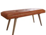 WOHNLING WL5.319 Sitzbank SALIM Ziegenleder / Massivholz 117x51x38 cm im Retro Stil Braun