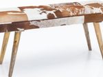 WOHNLING WL5.103 Sitzbank Ziegenfell / Massivholz 120 x 40 x 52 cm Braun