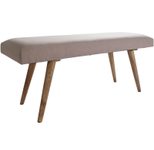 WOHNLING WL5.329 Sitzbank SALIM Stoff / Massivholz 117x51x38 cm im Retro Stil Gepolsterte Stoffbank Braun Beige