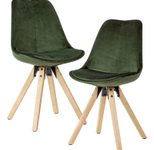 WOHNLING 2er Set Esszimmerstuhl Stoff WL6.036 grün