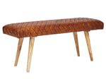 WOHNLING WL6.091 Sitzbank Echtleder / Massivholz 115x53x38 cm Braun