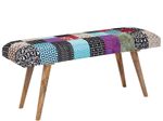 WOHNLING WL6.477 Sitzbank Samt / Massivholz 117x51x38 cm Bunt Patchwork