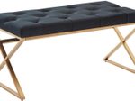WOHNLING WL6.617 Sitzbank Samt mit Metallgestell 90x46x44 cm Chesterfield Design Schwarz