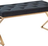 WOHNLING WL6.617 Sitzbank Samt mit Metallgestell 90x46x44 cm Chesterfield Design Schwarz