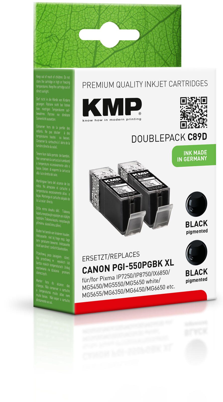KMP Druckerpatronen  C89D schwarz kompatibel zu Canon 2x PGI-550 XL PGBK