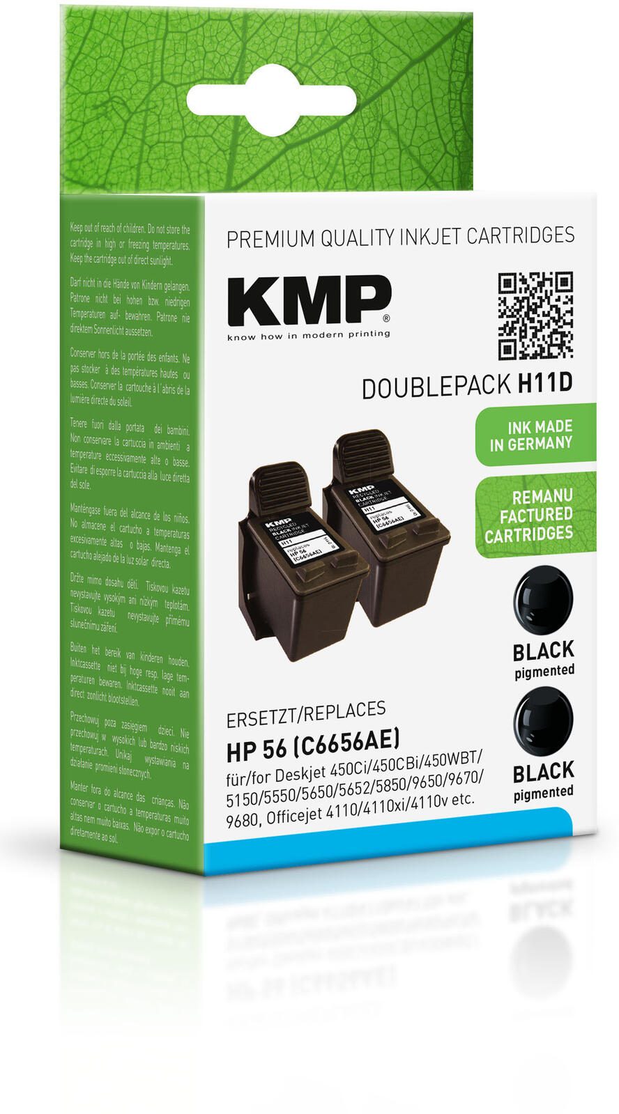 KMP Druckerpatronen H11D schwarz kompatibel zu HP 2x 56 (C9502AE)