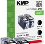 KMP Druckerpatronen C72D schwarz kompatibel zu Canon 2x PGI-520, 2er-Set