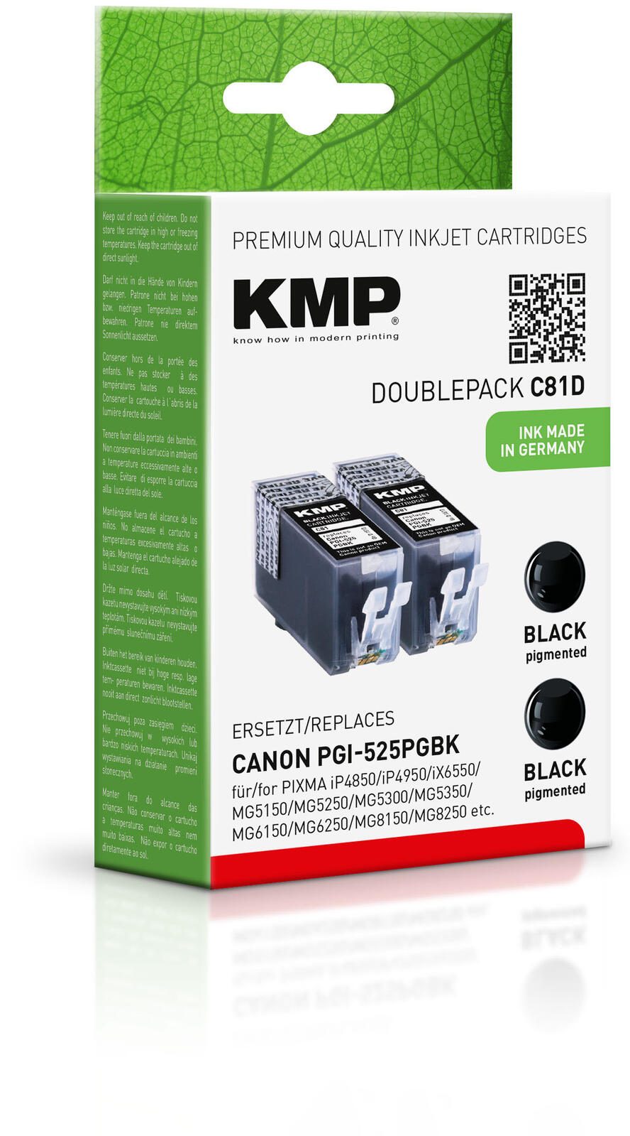 KMP Druckerpatronen C81D schwarz kompatibel zu Canon PGI-525 BK Twinpack, 2er-Set