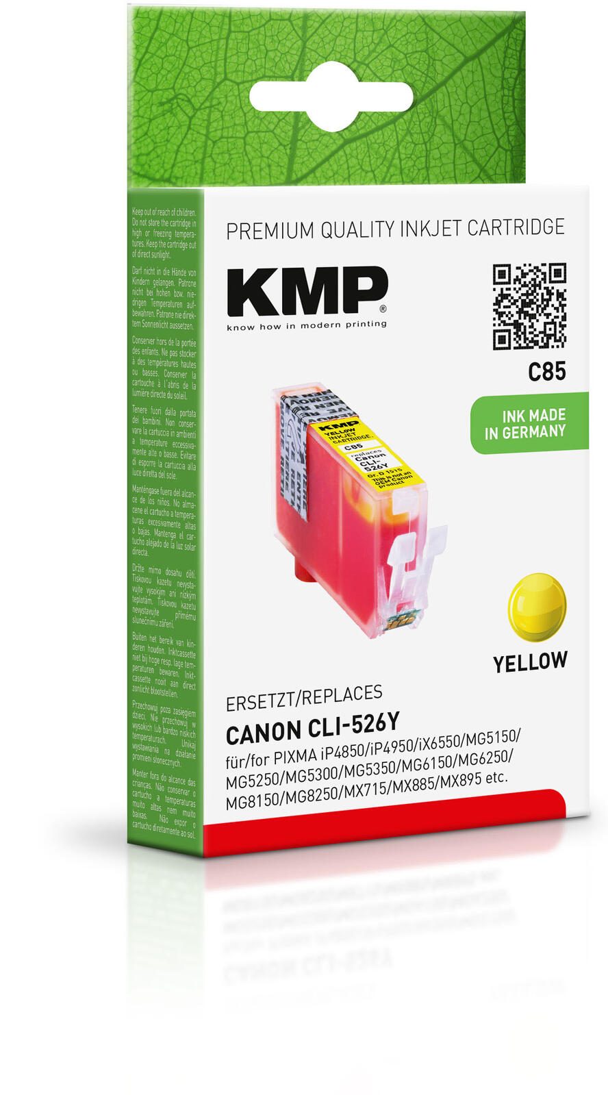 KMP Druckerpatrone C85 gelb kompatibel zu Canon CLI-526 Y