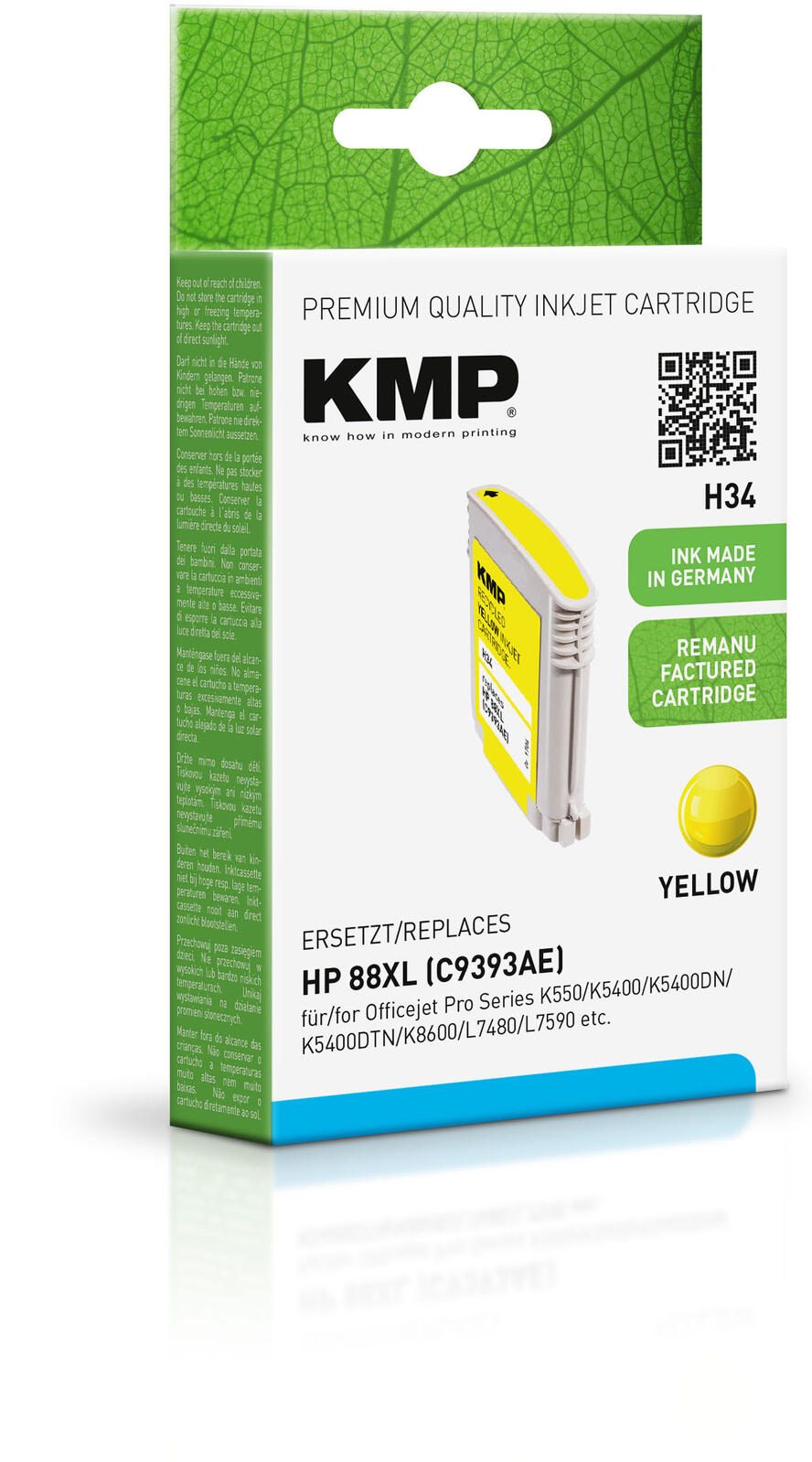 KMP Druckerpatrone H34 gelb kompatibel zu HP 88XL (C9393AE)