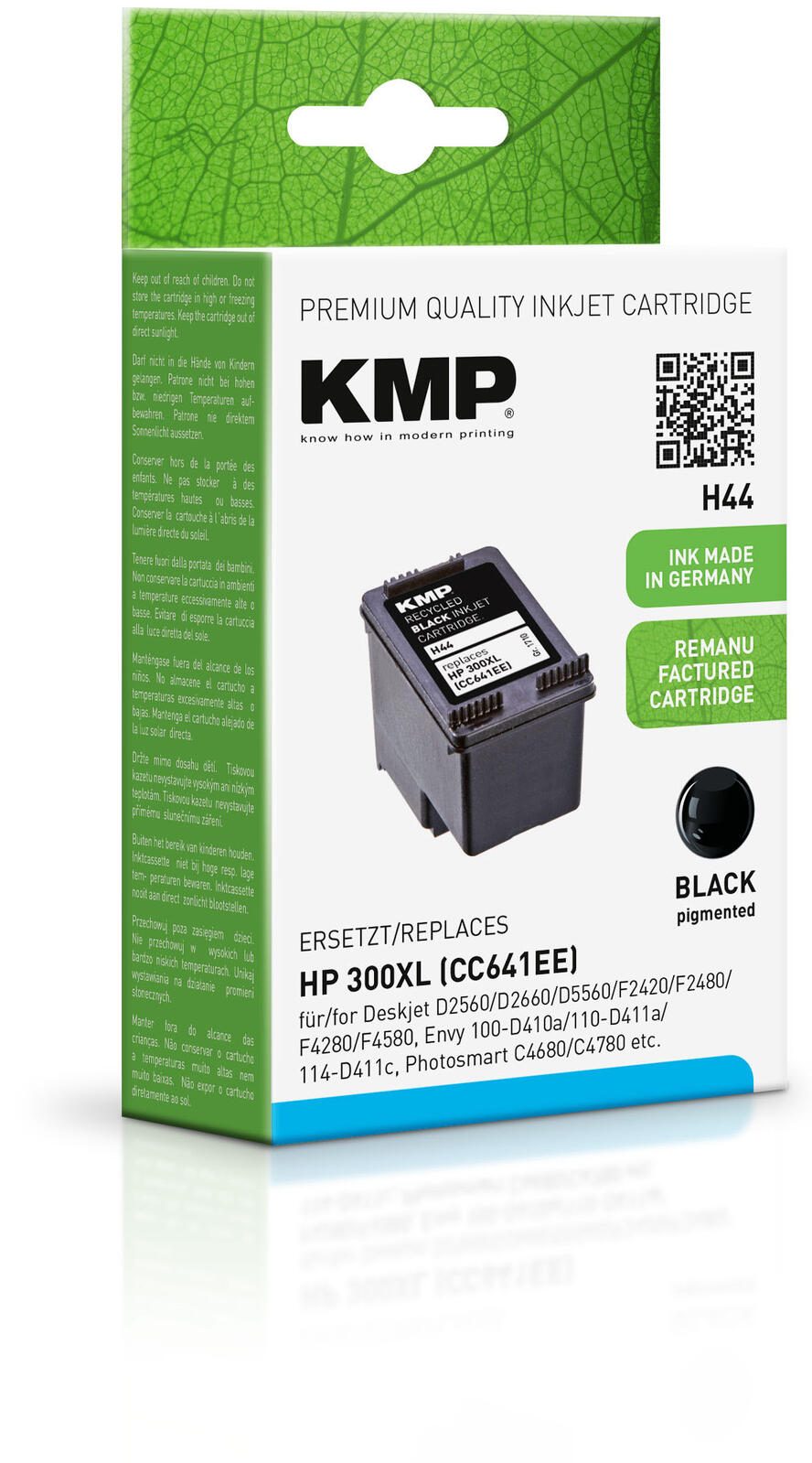 KMP Druckerpatrone H44 schwarz kompatibel zu HP 300XL (CC641EE)
