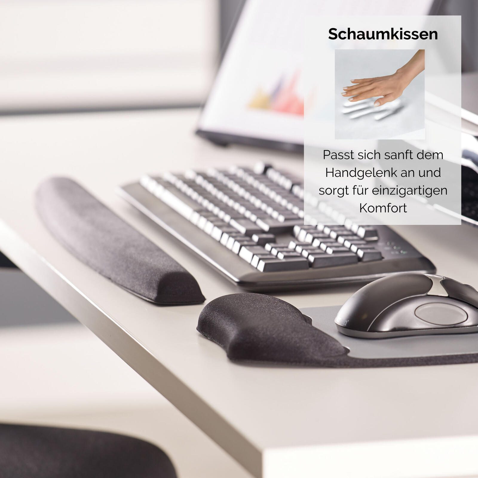 Fellowes Tastatur-Handballenauflage Memory Foam schwarz