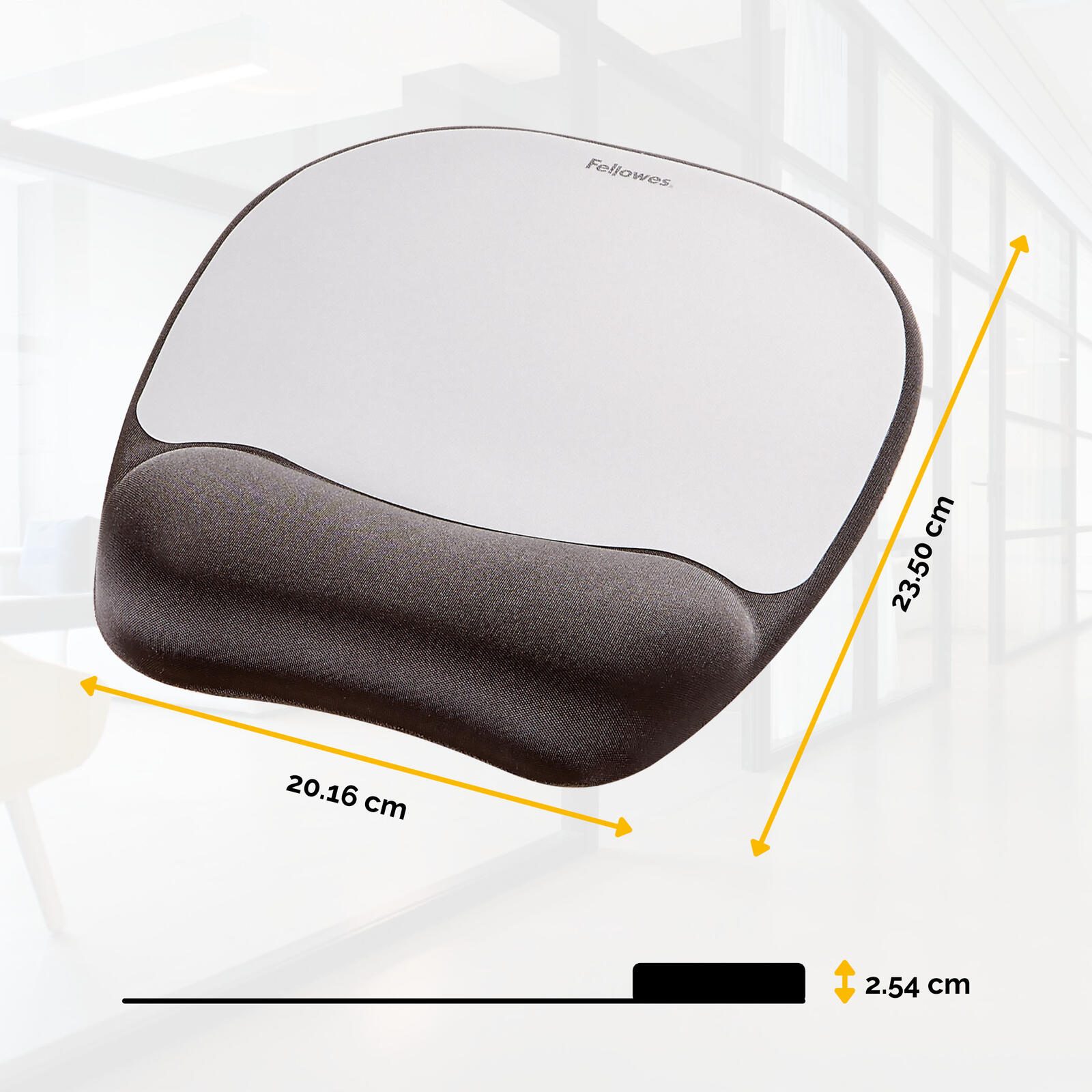 Fellowes Mousepad mit Handgelenkauflage Memory Foam silber