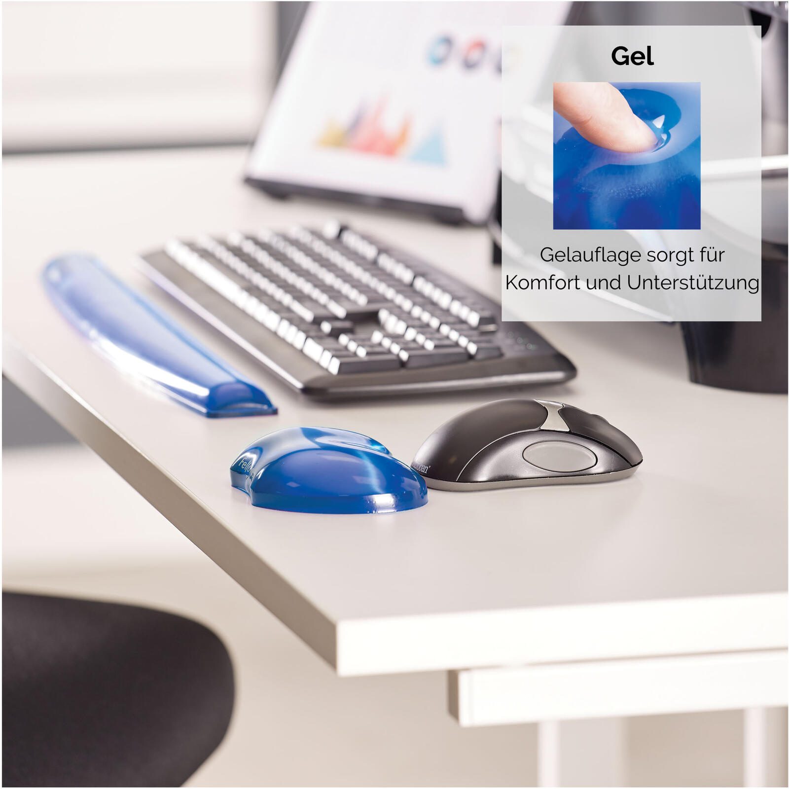 Fellowes Handballenauflage Crystals Gel blau