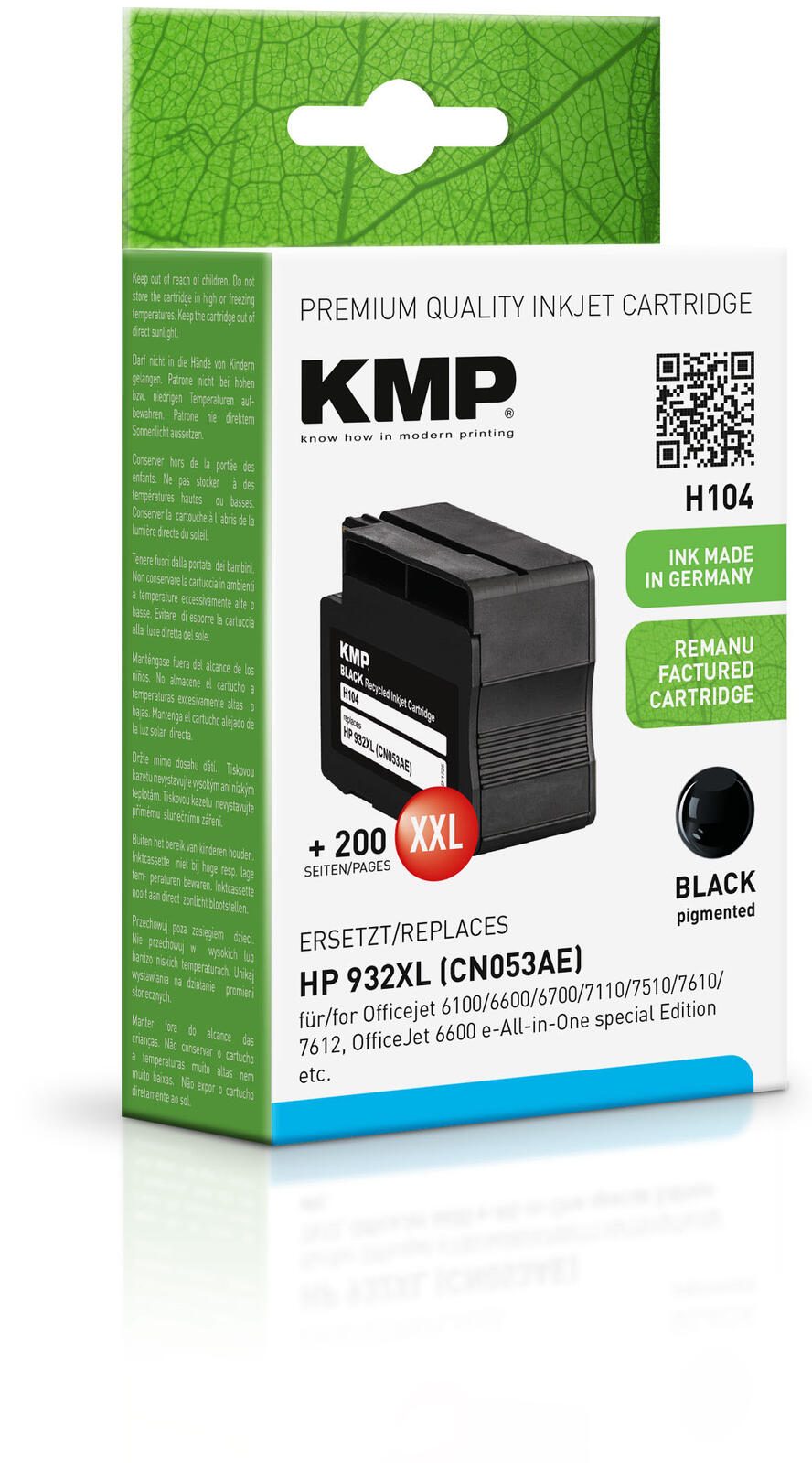 KMP Druckerpatrone H104 schwarz kompatibel zu HP 932XL (CN053AE)