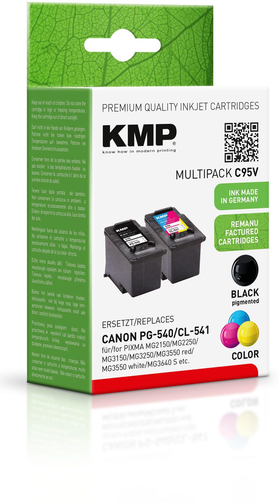 KMP Druckköpfe C95V schwarz, color kompatibel zu Canon PG-540/CL-541, 2er-Set