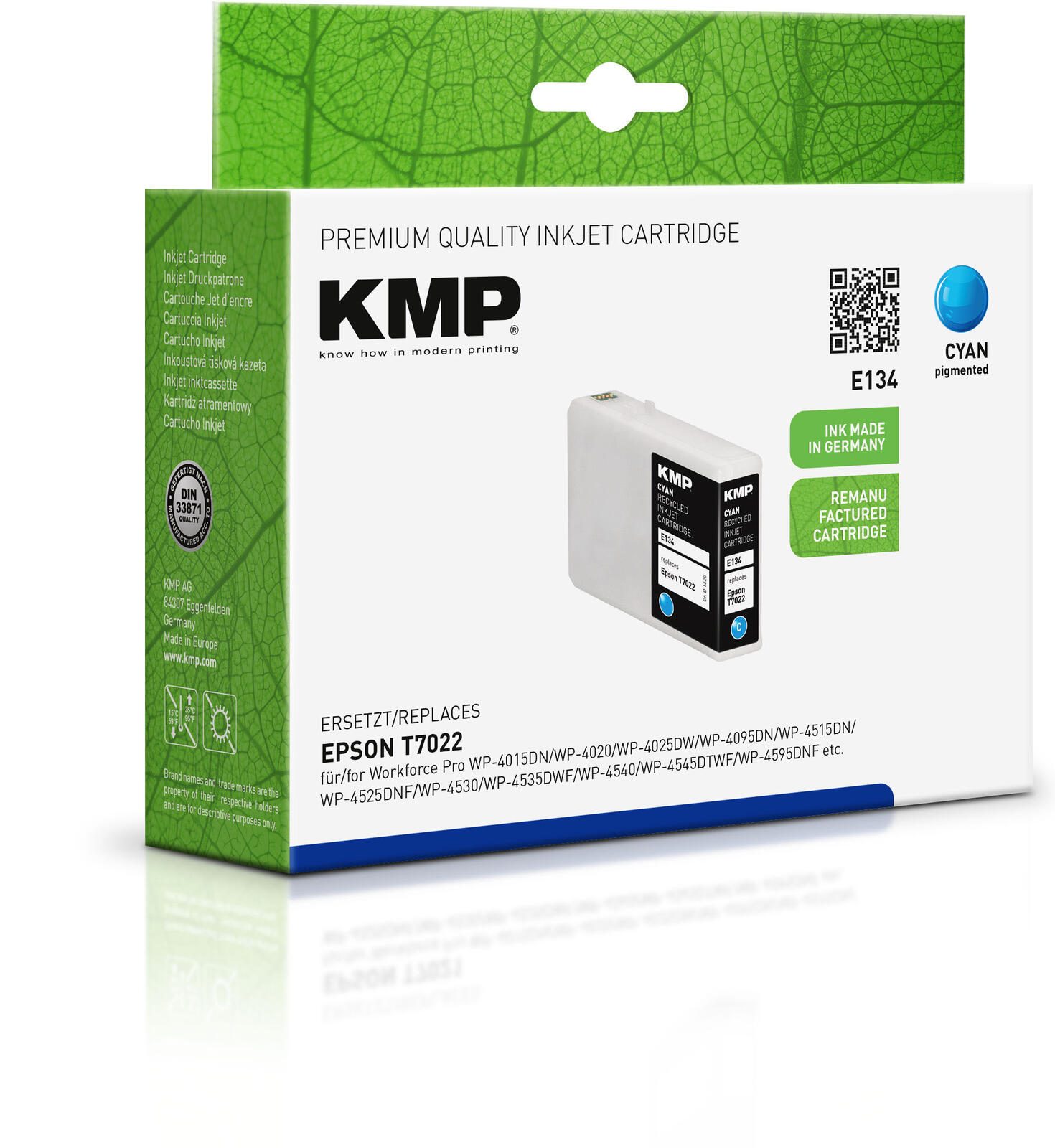 KMP Druckerpatrone E134 cyan kompatibel zu EPSON T7022XL