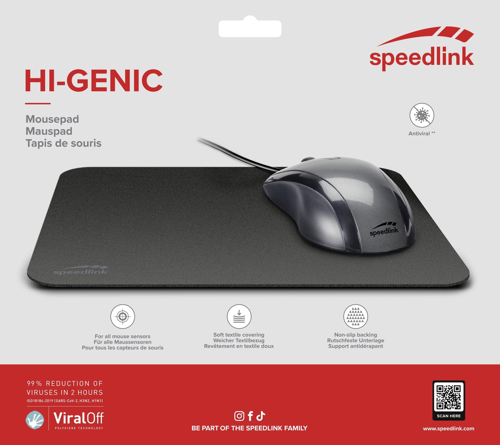 Speedlink HI-GENIC Mauspad, schwarz