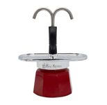 Bialetti Mini Express - Espressokocher-Set - rot + 2 Becher in René Margritte-Design