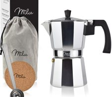 Milu 2 Tassen Espressokocher silber/schwarz