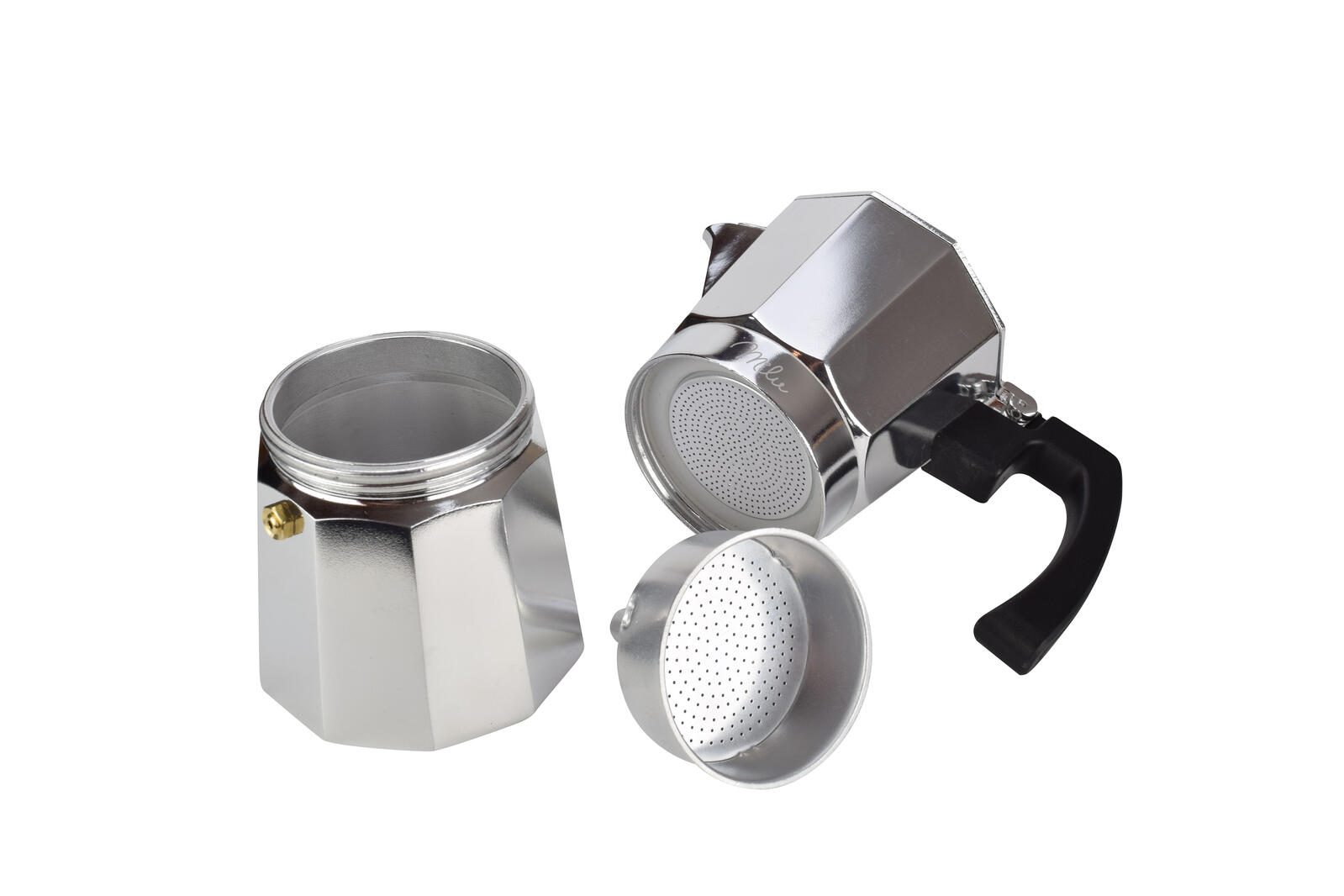 Milu 2 Tassen Espressokocher silber/schwarz