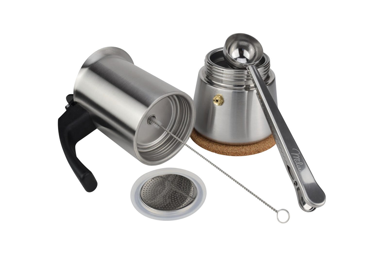 Milu 4 Tassen Espressokocher silber/schwarz