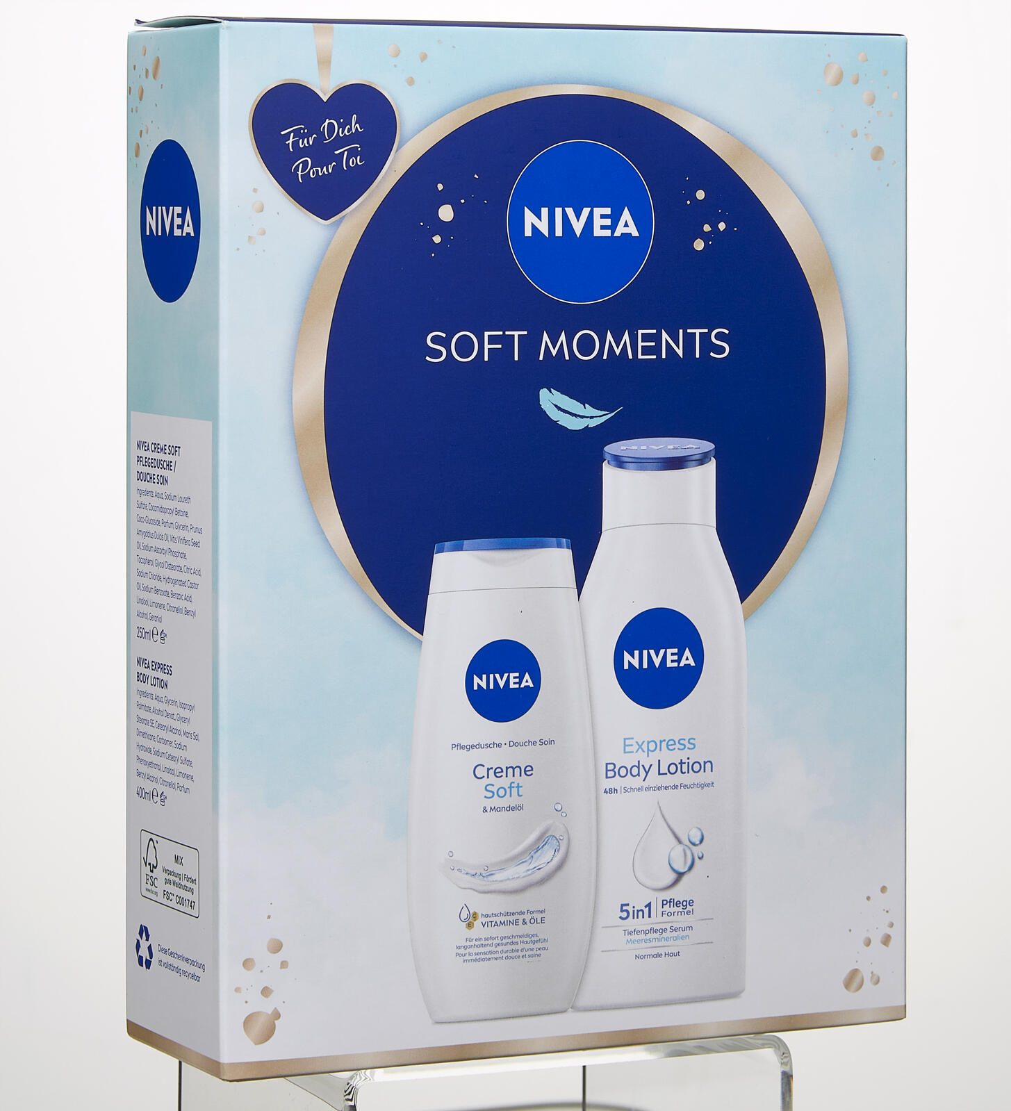 NIVEA SOFT MOMENTS Geschenkset 1 Bodylotion (400ml), 1 Pflegedusche (250ml)