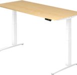 HAMMERBACHER VXBHM19/3/WW elektrisch höhenverstellbarer Schreibtisch 65 - 130 cm ahorn / weiß