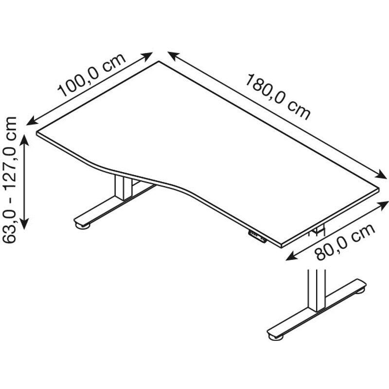 HAMMERBACHER VXDSM18/5/S elektrisch höhenverstellbarer Schreibtisch 63 - 127 cm lichtgrau / silber