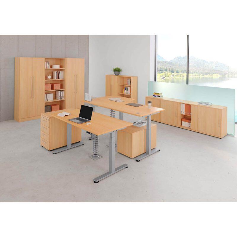 HAMMERBACHER VXDSM18/6/G elektrisch höhenverstellbarer Schreibtisch 63 - 127 cm buche / grafit