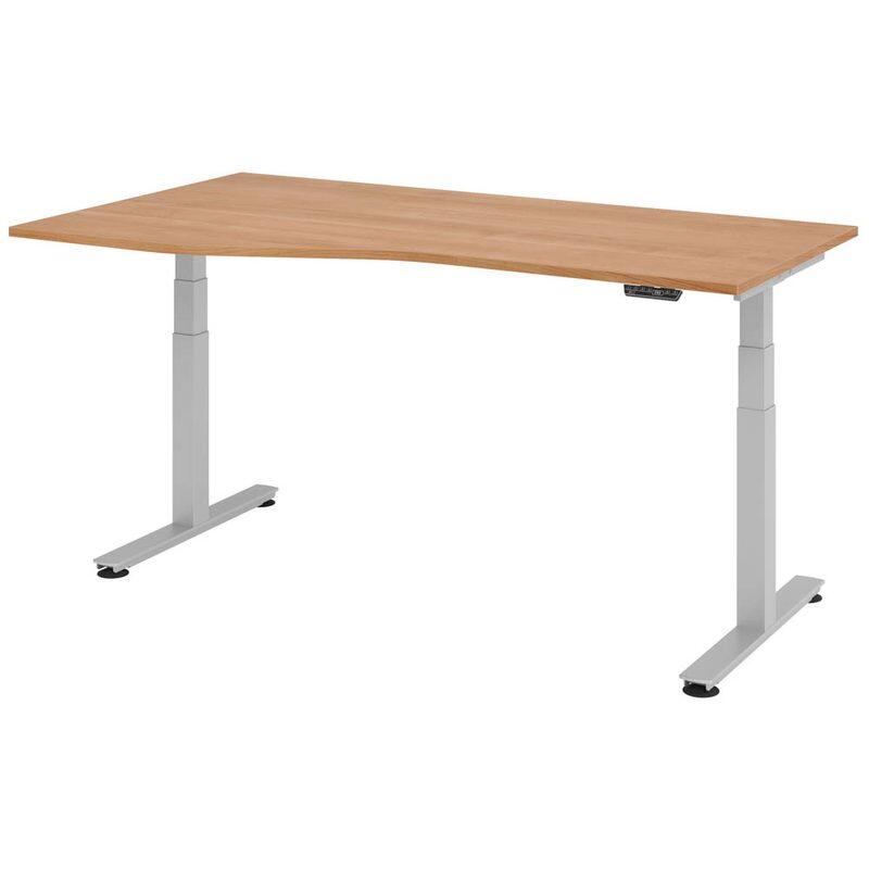 HAMMERBACHER VXDSM18/N/S elektrisch höhenverstellbarer Schreibtisch 63 - 127 cm nussbaum / silber