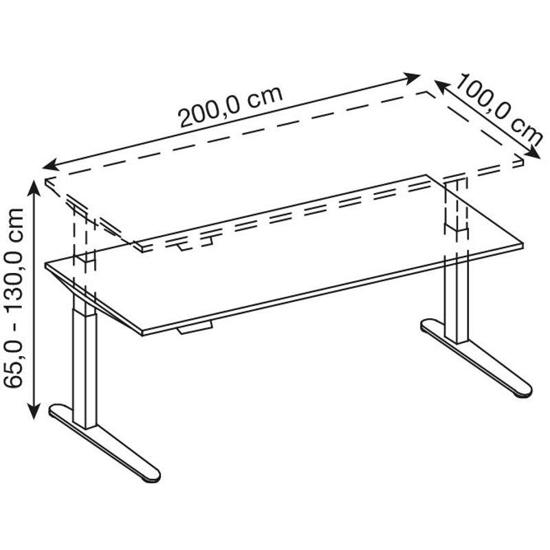 HAMMERBACHER elektrisch höhenverstellbarer Schreibtisch VXBHM2E/6/SS buche