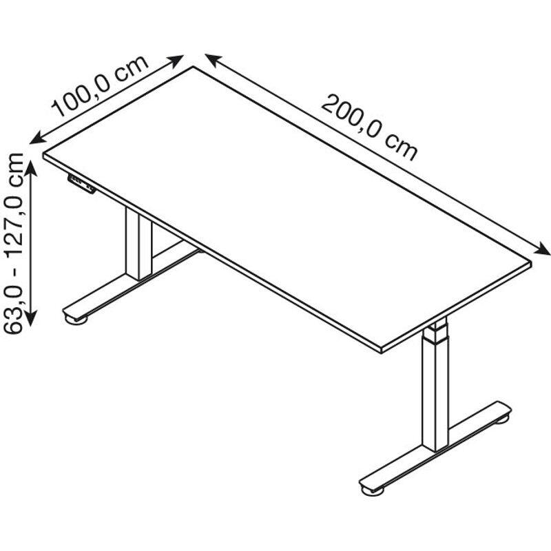 HAMMERBACHER elektrisch höhenverstellbarer Schreibtisch VXDSM2E/W/S weiß