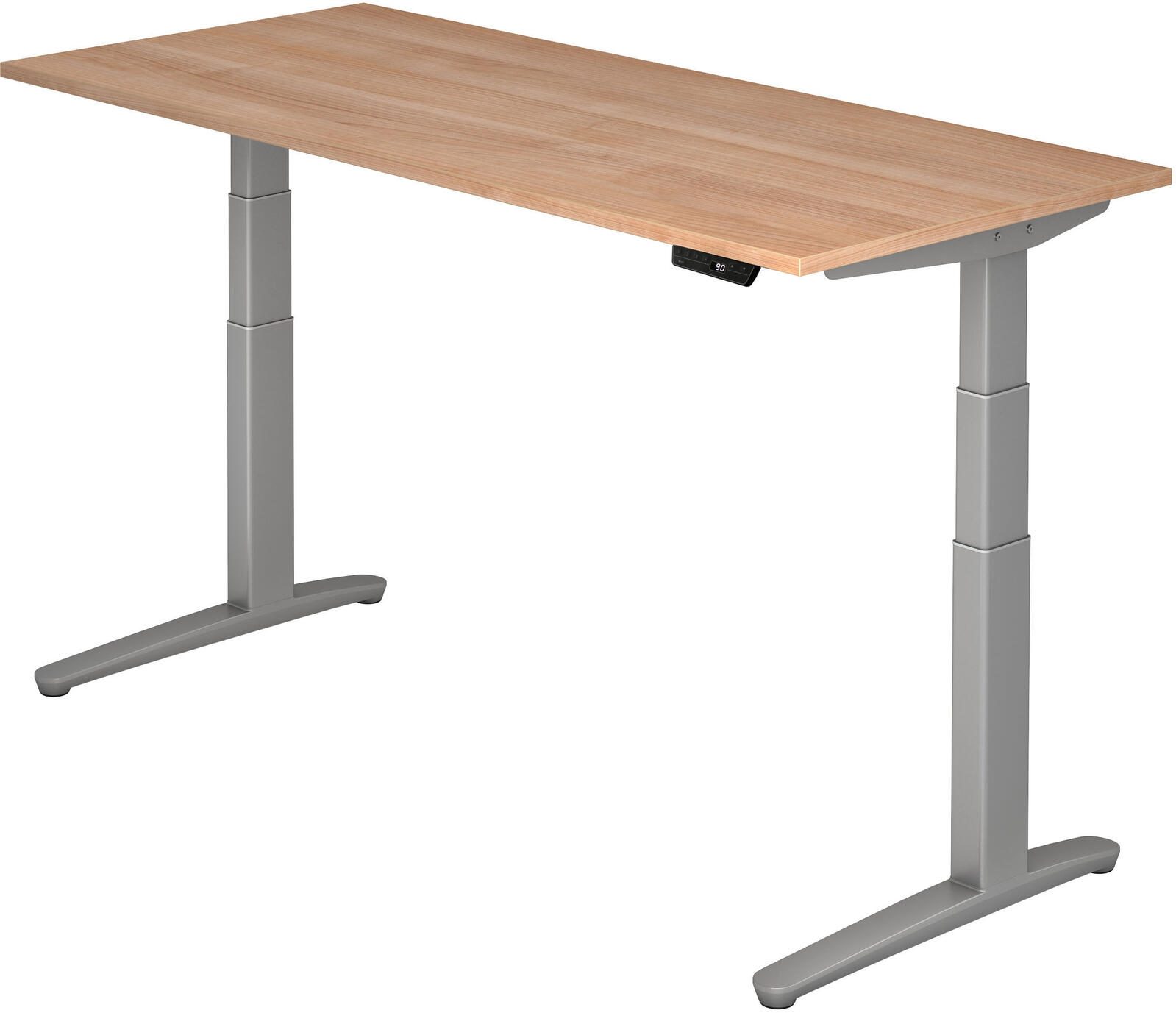 HAMMERBACHER elektrisch höhenverstellbarer Schreibtisch VXBHM19/N/SS nussbaum