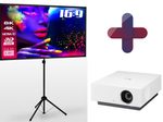 LG HU810PW Forte CineBeam Laser Heimkino Beamer 2700 ANSI Lumen + eSmart Expert X-Type Ultralightweight Stativ Leinwand MISATI 228 cm 90 Zoll
