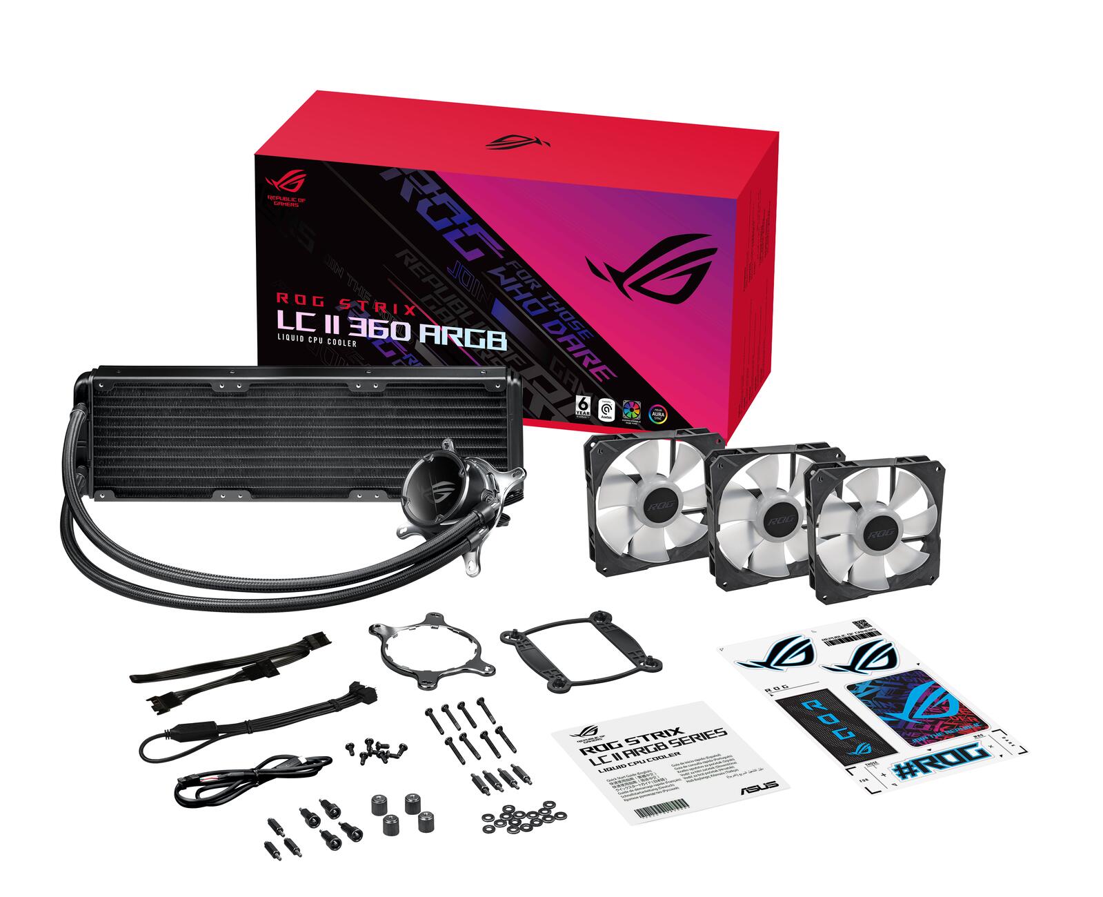 ASUS ROG STRIX LC II 360 ARGB All-in-One Flüssig-CPU-Wasserkühlung (Aura Sync, drei adressierbare ROG 120mm RGB-Lüfter)