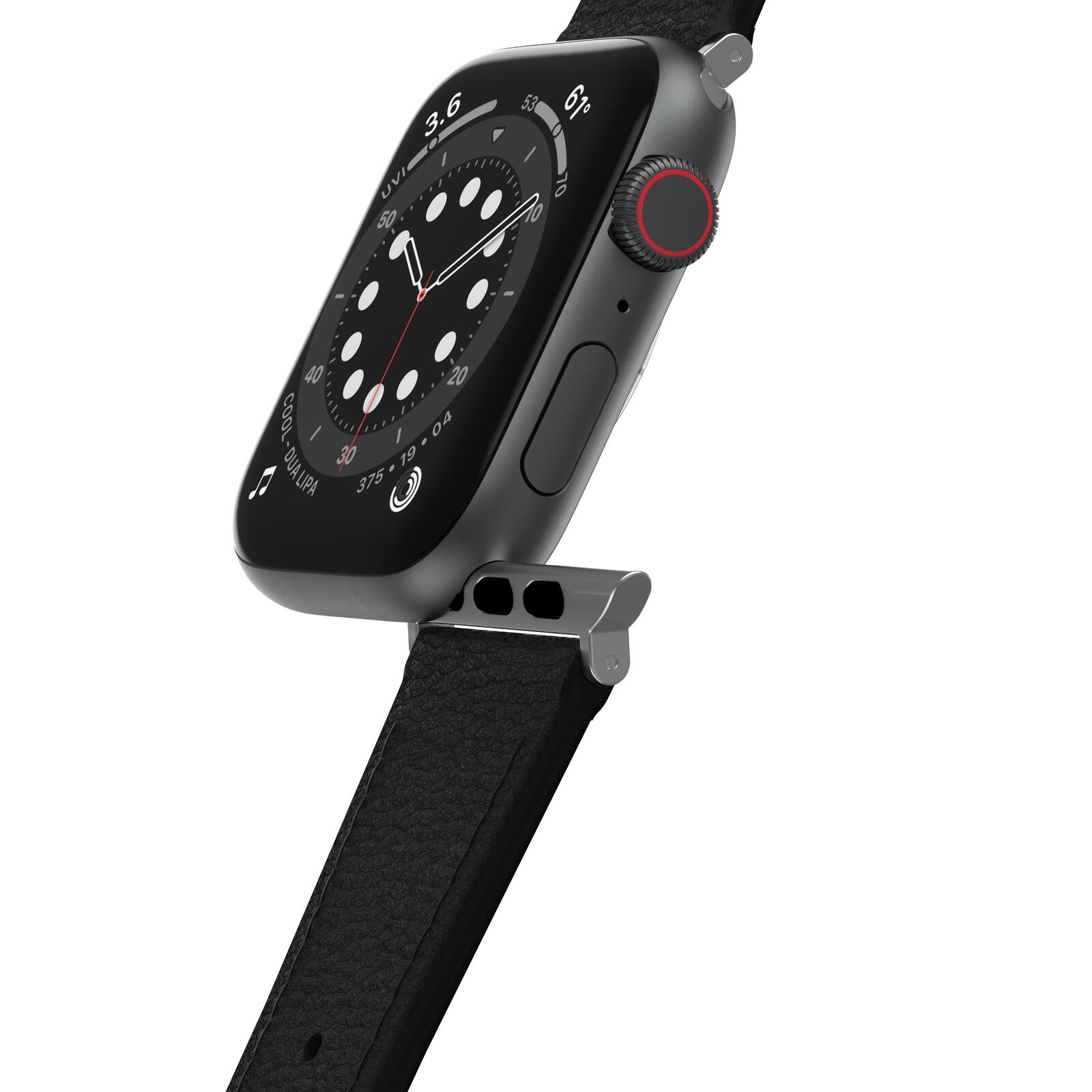 OtterBox Symmetry Cactus Leather Watch Band for Apple Watch 45/44/42mm Noir Ash - black