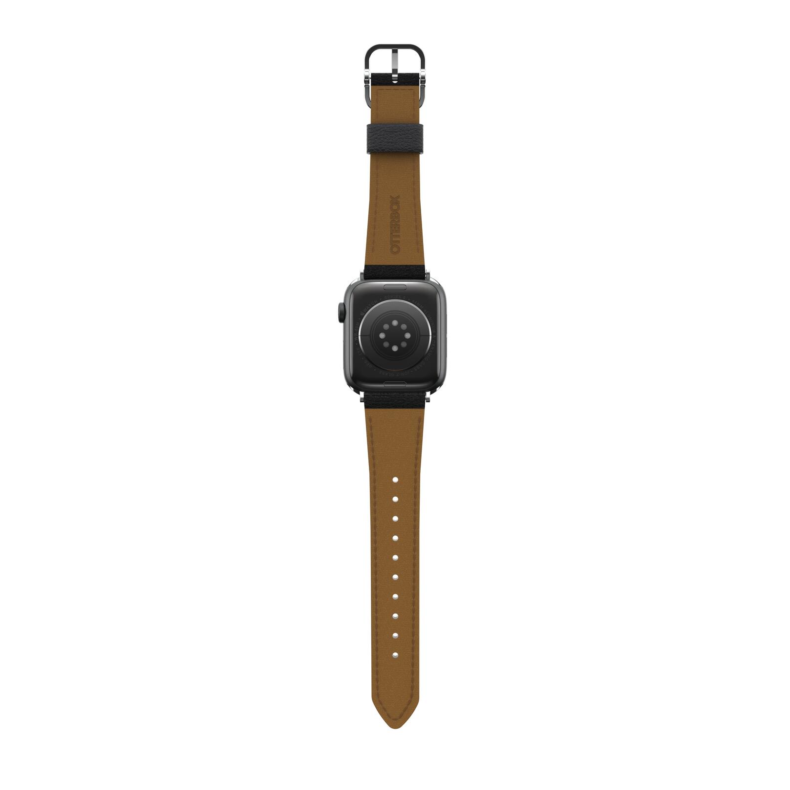 OtterBox Symmetry Cactus Leather Watch Band for Apple Watch 45/44/42mm Noir Ash - black