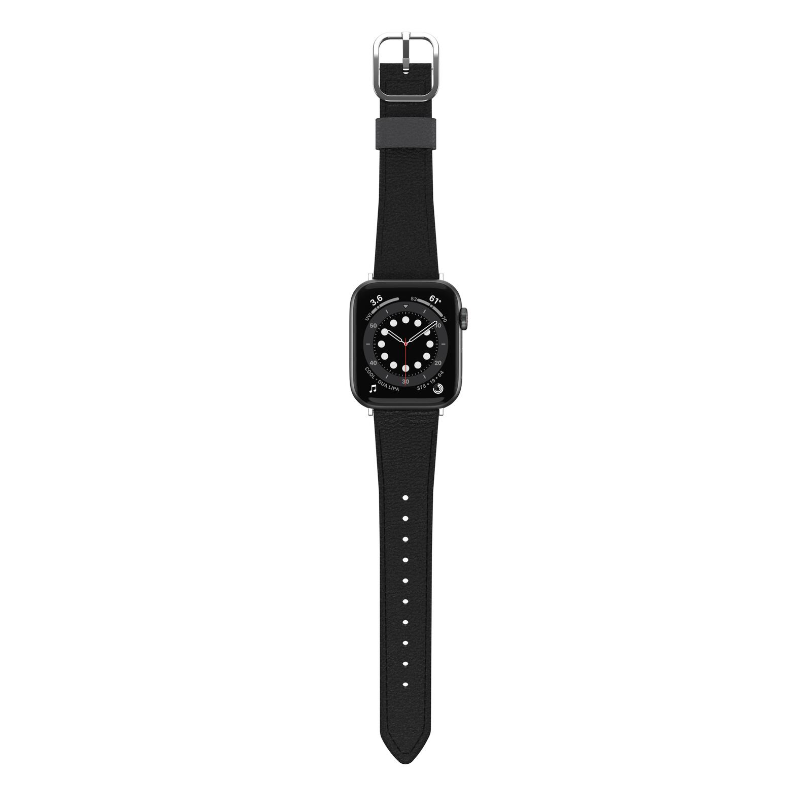 OtterBox Symmetry Cactus Leather Watch Band for Apple Watch 45/44/42mm Noir Ash - black