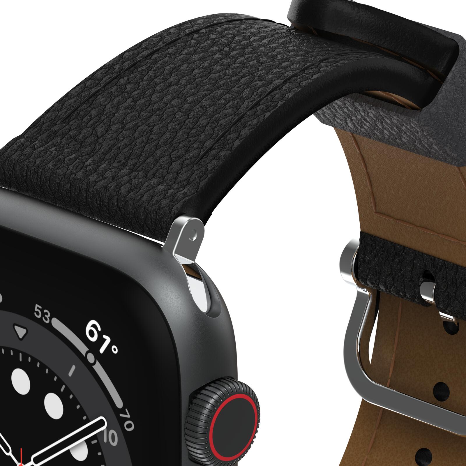 OtterBox Symmetry Cactus Leather Watch Band for Apple Watch 45/44/42mm Noir Ash - black
