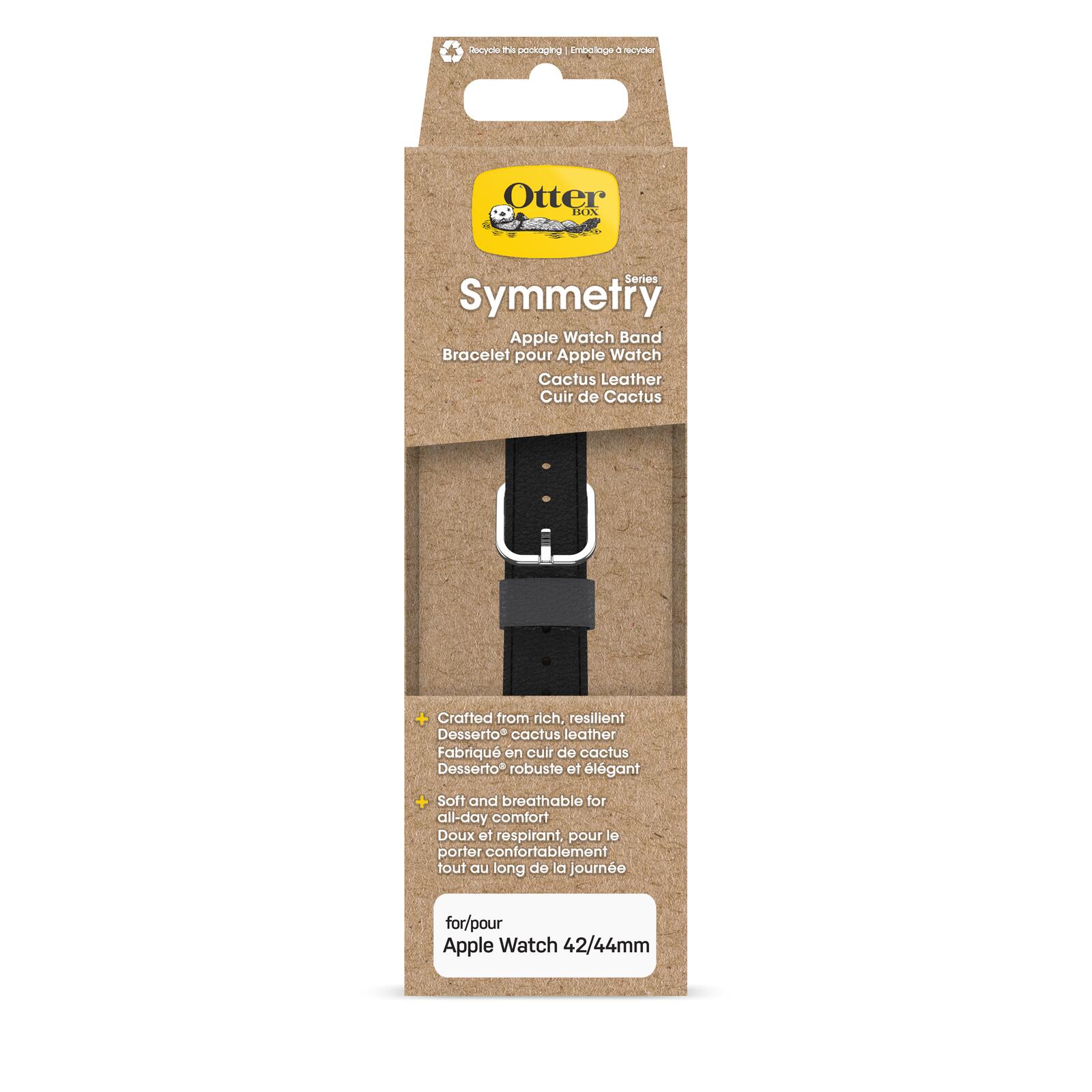 OtterBox Symmetry Cactus Leather Watch Band for Apple Watch 45/44/42mm Noir Ash - black