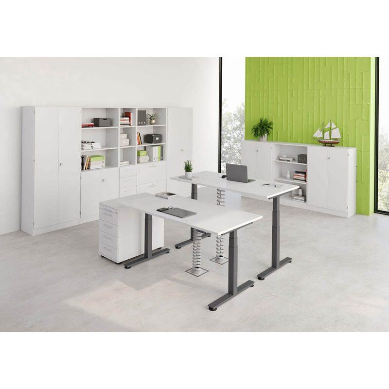 HAMMERBACHER Schreibtisch VXDSM2E/W/G weiß