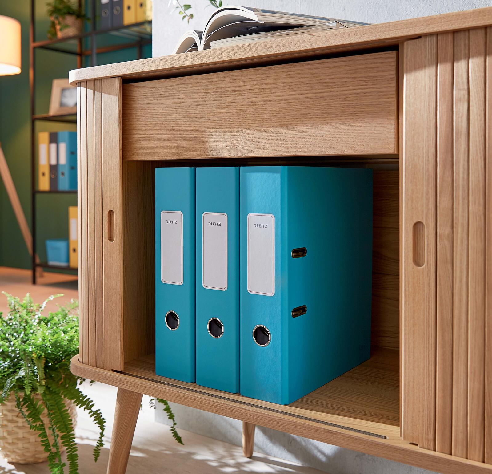 LEITZ Ordner Rückenbreite 8 cm DIN A4 stabile Pappe sanftes blau